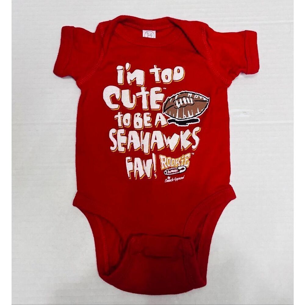 Rabbit Skins I’m Too Cute To Be A Seahawks Fan Bodysuit   Boys Size Newborn
